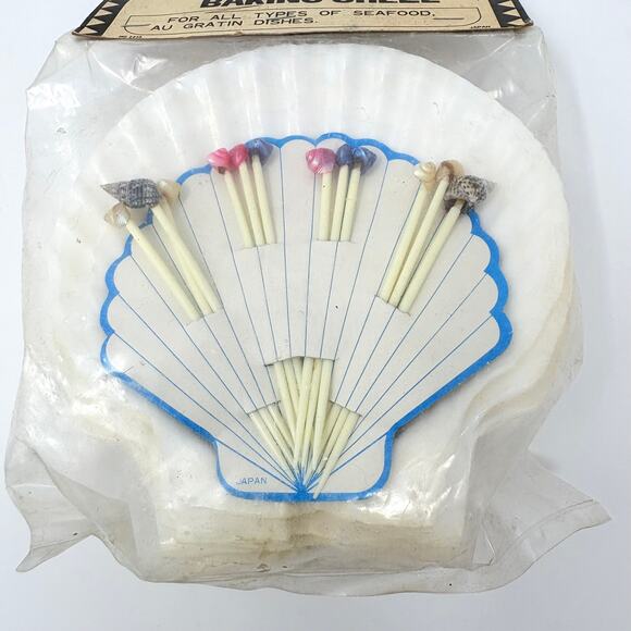 Nos Vintage Selected Baking Shells Japan Scallop Seafood Au Gratin Dishes Party - Picture 2 of 6